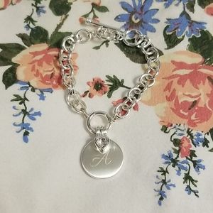 "A" Initial Personalized Charm Bracelet